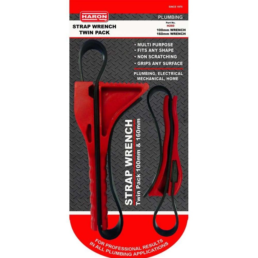 Plumbing Tools * | Haron 100 &160Mm Twin Pack Strap Pipe Wrench Set